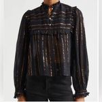 Farm Rio  Metallic Striped Ruffle Top in size XS Photo 0