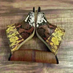 Gibson Latimer  Snakeskin multicolor Leather mule block heels Sz‎ 7 Photo 4