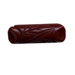 Vintage 1930s Carved Bakelite Dress Clip Deep Oxblood Red Leaf Motif Photo 5