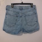 Old Navy blue lightly distressed O.G. Straight Secret smooth pockets jean shorts Photo 3