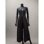 Madewell 100% Linen Black Button Front Wide Leg Jumpsuit Women's 2 Photo 3