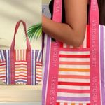 Victoria's Secret Striped Tote Bag - Pink, Orange, Purple Photo 2