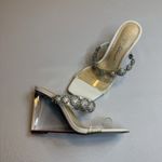 Betsey Johnson  Womens Troy Embossed Clear Straps 3.5” Heels Slide Sandals - 6M Photo 1