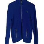 Ralph Lauren Lauren  Royal Blue Cable Knit Zip Up Sweater Size XL Photo 0