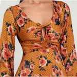Free People  Morning Light Marigold Floral Mini Dress Cut Out‎ Long Sleeve Size 6 Photo 1