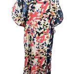 Ginger Abstract LagenLook Kaftan Kimono Maxi Dress Small Medium Art to Wear Red Photo 0
