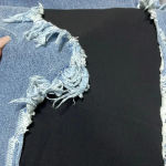 You Wanna Wide Leg Distressed Raw Hem Jeans NWT Baggy Y2K Patches‎ Grunge Size 28 Photo 13