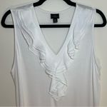 Worthington  | Petite White V-Neck Ruffle Front Sleeveless Top | PXL Photo 2