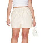 Good American NEW Better Than Leather Shorts Elastic Waist Bone Size 5 2XL Photo 0