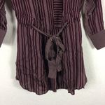 Reiss NWT Albi Burgundy Striped Shirt Dress Size 0 Tie Waist Button Workwear Photo 9