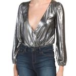 French Connection Metallic Drape Bodysuit Size 2 Photo 1