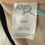 Kona Sol NWT  Bikini Top Womens L Black Longline Striped Twist Front Photo 7