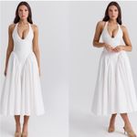 House Of CB House‎ of CB 'Marilyn' White Cotton Halter Midi Sundress NWOT size XS Photo 13