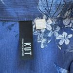 Kut From The Kloth Sheer Blue Floral Print Button Down Roll Tab Sleeve Blouse Photo 6