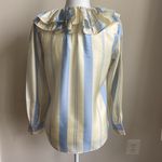 J.Crew Collection Ruffle Striped Silk Satin Long Sleeve Button Down Blouse Photo 1