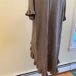 Short sleeve ruffled high to low shirt Tan Photo 3