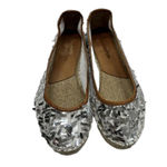 Daniela Polo espadrille textured sparkly SEQUINED ballet flats Silver Size 7 Photo 1