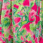 Lilly Pulitzer  Women's Floral Tensley Top Medium Long Sleeve Ruffle Hem Tassel Photo 6