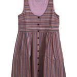 Madewell Scoopneck Tank Shirt Dress in Rainbow Stripe button down cotton size M Photo 2