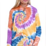 Daydreamer  Rainbow Spiral Tie Dye Crop Sweatshirt Hoodie Size Medium Photo 0