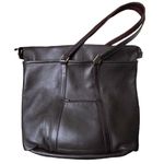 Leather Large Tote Shoulder Bag Chocolate Brown Double Straps Laptop Bag CLASSIC Photo 1