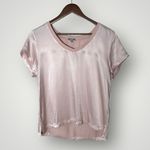 Pj Harlow Gianna Satin V-Neck Tee Blush Pink Size XS Lounge Pajama Top Photo 4
