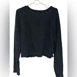 Free People  Black Vneck Cropped Long Sleeve Sweater Size medium Photo 1