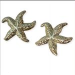 Gold Starfish Stud Flat Backed Pierced Earrings Gold Photo 1