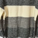 Zenana  Colorblock Balloon Sleeve Knit Sweater Gray Black Cream Marled XL EUC Photo 1