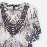 Style & Co Womens Butterfly Sequin Embroidered Babydoll Blouse Size L Boho Photo 1