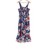 Isabel Maternity Maxi Dress Floral Print Blue Red White Smocked Top XL Photo 4