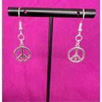 Handmade  Dangly Silver Peace Sign Earrings Photo 1