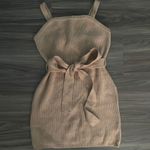Mini Sweater Dress With Adjustable Bow Tan Size M Photo 0