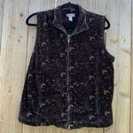 Charter Club Women's Quilted‎ Velour Vest large green purple zip up paisley Photo 0