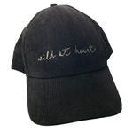 Wild at Heart Embroidered Corduroy Baseball Hat Black One Size Adjustable 12PE Photo 0