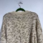 Pink Lily Tan Leopard Print Distressed Sweater Sz M Photo 7