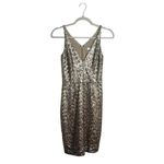 Dress the Population  Camilla Sequin Midi Dress Deep V Sleeveless Gold Size Small Photo 1