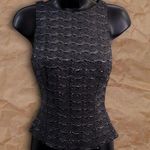 Carmen Marc Valvo Vintage Black Gray Beaded Sleeveless Knit Top Photo 1