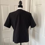 Dress Savvy Vintage Black Pinstripe Blazer with White Floral Detail Size 10P Photo 3