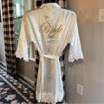 White Satin “Bride” Robe with Lace Trim Size undefined Photo 1