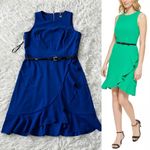 Tommy Hilfiger  Women's Ruffled Belted Sheath Dress Royal blue size 10 Photo 1