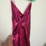 Lena Hot Pink Sequin Mini Dress with Lace up Back Photo 6