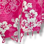 Vintage 90s Mini Dress Hot Pink Tropical Print Hibiscus Floral Slip Dress Fringe Size L Photo 3