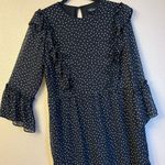Topshop Size 10 Black White Polka Dot Knee Length Dress Sheer Ruffles Photo 5