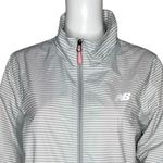 New Balance  Jacket Women Large Gray White Stripe Windbreaker Workout Athleisure‎ Photo 5