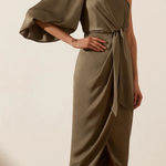 Shona joy  Luxe Tie Front One Shoulder Dress in Pine AU6/US2 Photo 0