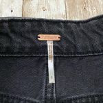 Free People  Black Washed Denim Distressed Skirt Photo 5