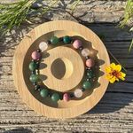 Handmade  Moss Agate + Rose Quartz + Rhodonite + Hematite Bracelet Photo 0