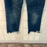 Free People  Blue Maggie Whiskered Faded Cotton Cropped Raw Hem Jeans Size 26 Photo 6