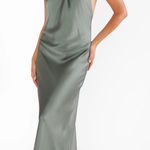 Show Me Your Mumu  - Jasmine Halter Maxi Dress- Deep Sage Luxe Satin Photo 0